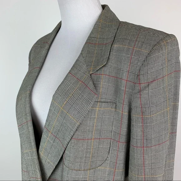 Vintage Jones Wear Plaid Double Breasted Blazer Sz 8 - Picture 9 of 14